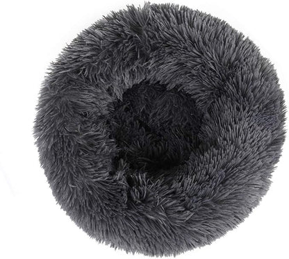 otoez Kitten Puppy Bed Extra Small XS Round Dog Cat Beds Anti Anxiety Plush Pet Calming Donut Bed with Non-Slip Waterproof Bottom (15.7", Dark