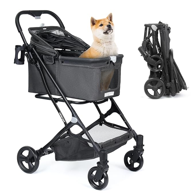 R4 Pet Stroller for Small Dogs & Cats 180° Canopy