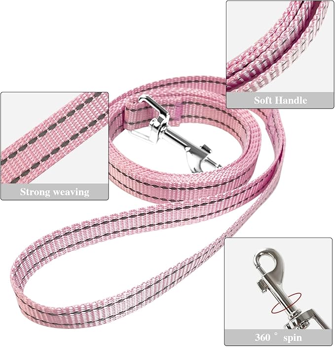 YIMEIS Dog Harness and Leash Set, No Pull Soft Mesh Pet Harness, Reflective Adjustable Puppy Vest for Small Medium Large Dogs, Cats (Pink, Medium (Pack of 1)