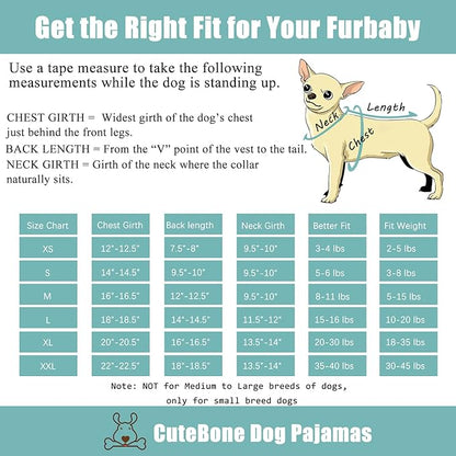 CuteBone Dog Pajamas Christmas Clothes Pjs for Small P112M