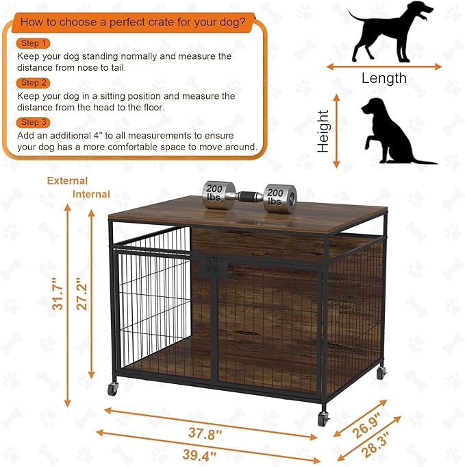 Dog Crate Furniture for Large Dogs Pads,39.4" L 28.3" W 31.7" H