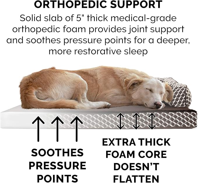 Furhaven Orthopedic Dog Bed for Large Dogs w/ Removable Bolsters & Washable Cover 125 lbs
