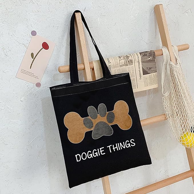 FOTAP Dog Lover Shopping Bag Dog Owner Tote Bag Doggie Things Tote Bag Dog Toys Tote Bag Dog Park Shopping Bag Doggie Gift