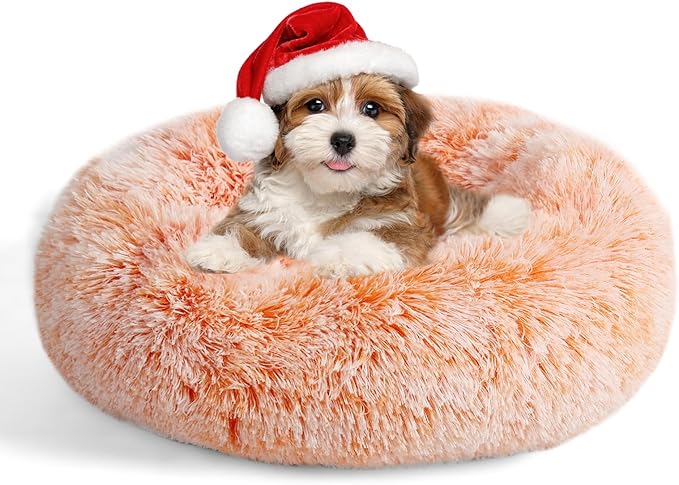 Aurako Cat Bed Dog Bed Round Cushion Pet 23" Orange