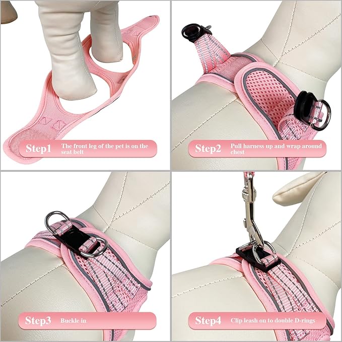 YIMEIS Dog Harness and Leash Set, No Pull Soft Mesh Pet Harness, Reflective Adjustable Puppy Vest for Small Medium Large Dogs, Cats (Pink-Update, Medium (Pack of 1)