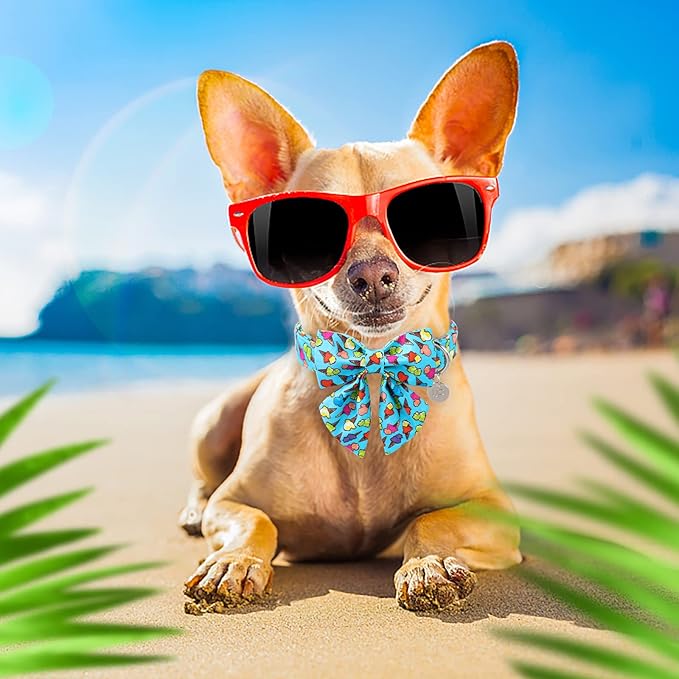 Summer Dog Collar with Bow Tie 8-12in
