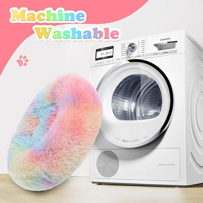 JOLLYVOGUE Calming Donut Dog Bed & Cat Bed (24", Rainbow)