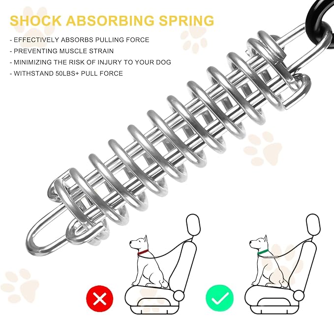 Dog Seat Belt Harness for Car 5-in-1 Coated Leash(2 Pack 24 inch/60