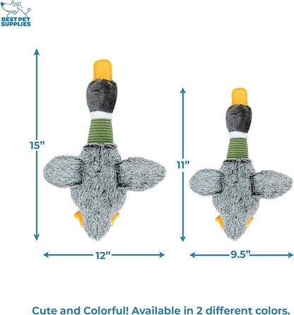 Best Pet Supplies Interactive Mallard Mates Dog Toy with Crinkle and Squeaky Enrichment for Small and Medium Breed Puppies or Dogs, Cute and Plush - Mallard Duck Wing (Gray), Medium