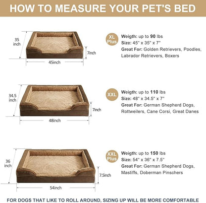 WNPETHOME Waterproof Dog Beds for Jumber Dogs, Orthopedic XXLarge Dog Bed with Sides, Big Dog Couch Bed with Washable Removable Cover, Pet Bed Sofa with Non-Slip Foam for Sleeping