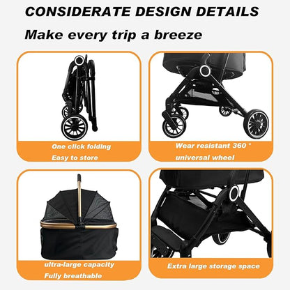3 in 1 Folding Pet Stroller 4-Wheel Pet