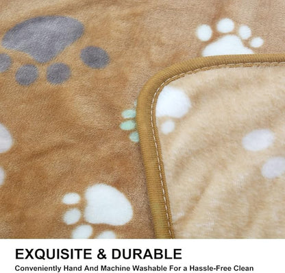 1 Pack 3 Puppy Blankets Super Soft Warm Sleep Mat Cute PAW Print Blanket Fleece Pet Blanket Flannel Throw Dog Blankets for Small Dogs Puppy Cats Gray/White/Brown-Small(23"x15")
