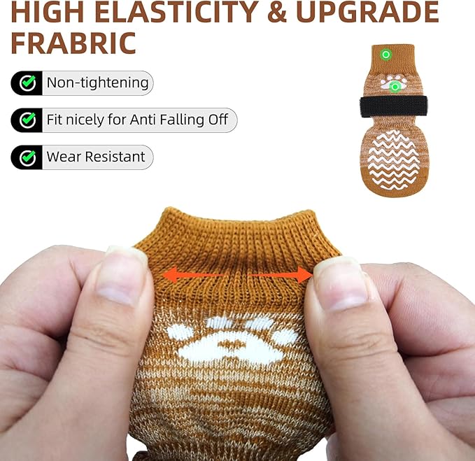 PUPTECK Anti Slip Dog Socks 2 Pairs with Double Grippers for Hardwood Floors