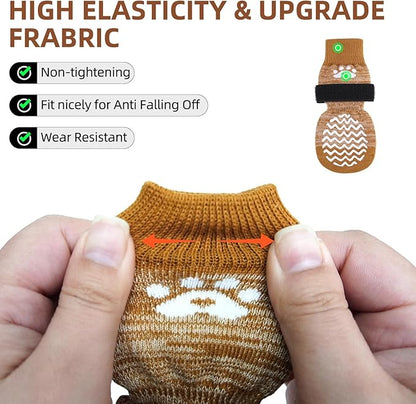 PUPTECK Anti Slip Dog Socks 2 Pairs with Double Grippers for Hardwood Floors