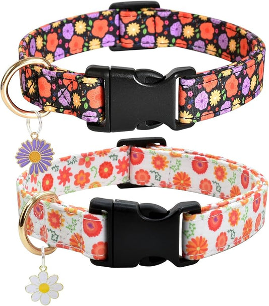 Flower Patterns Dog Collar with Accessories