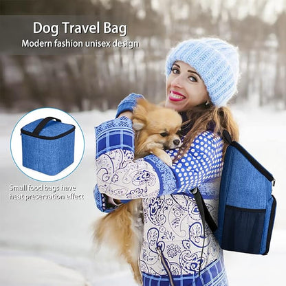 BAGLHER丨Dog Travel Bag, Airline Approved Pet Supplies Backpack, Dog Travel Backpack with 2 Silicone Collapsible Bowls and 2 Food Baskets