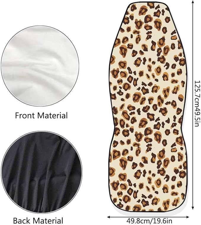 UNICEU Car Seat Cover Leopard Print Soft Universal 2pc Front