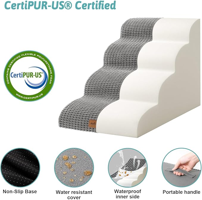 Dog Stairs for Medium Bed 20" H 15.7x28.3x19.7in, Light 4 Tiers