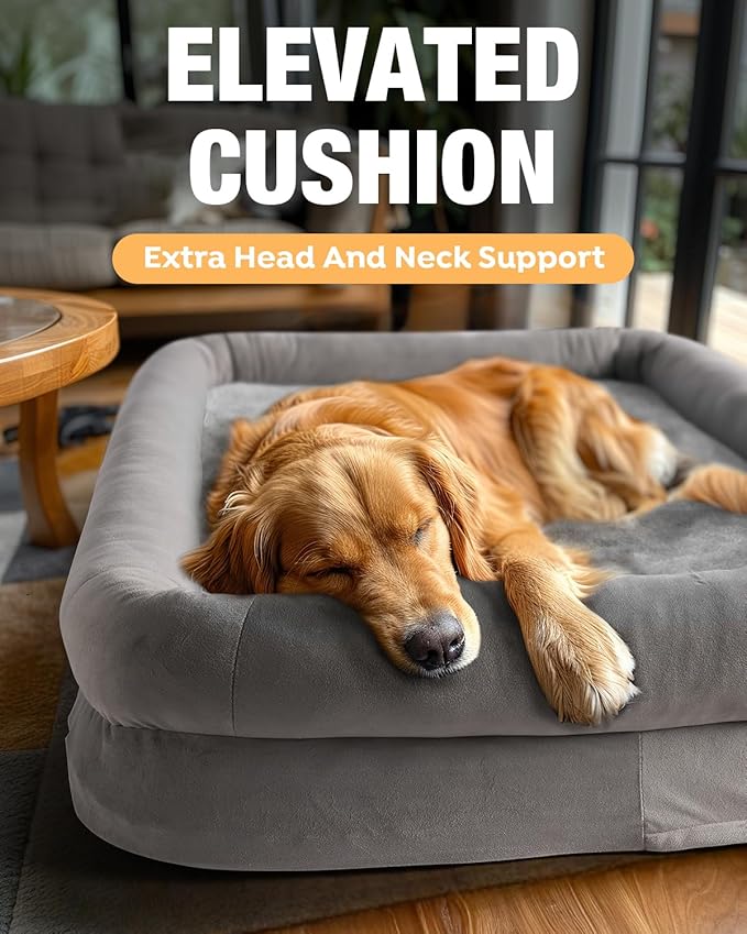 Veehoo XXL Dog Bed for Large Dogs 4-Sides Bolster