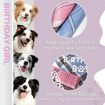Dog Birthday Bandana Dog Birthday Boy Girl Dog Birthday Supplies for Small Medium Large Pet（light pink