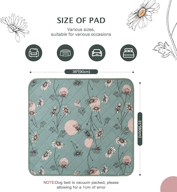 IEUUMLER Washable Pee Pads for Dogs 2 Pack EU007 (Green 31"X36"-2pcs)