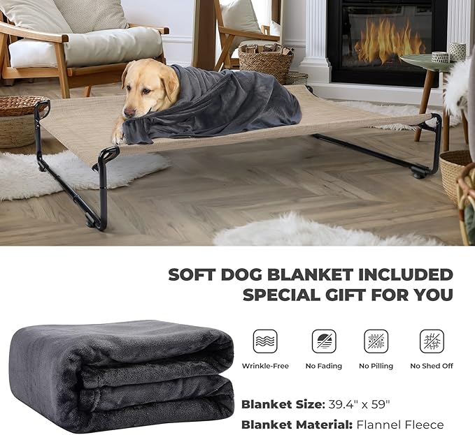 Veehoo Medium Elevated Dog Bed with Flannel Dog Blanket CWC2201B