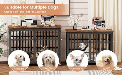 NicBex Dog Crate Furniture Dog Cage with Side Doors Opening and Lift Top