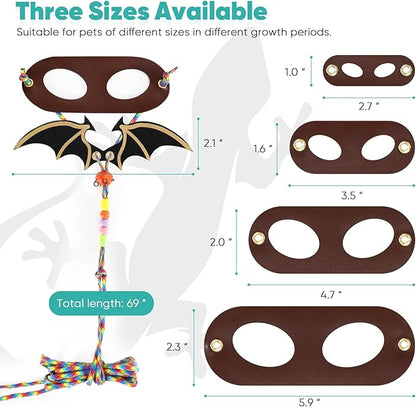 LIKZINWA Bearded Dragon Sling Carrier and Leash Harness,Small Animal Carrier with Adjustable Strap and 4 Size Pack New Dinosaur Wing Reptile Harness(Carrier+Wing)