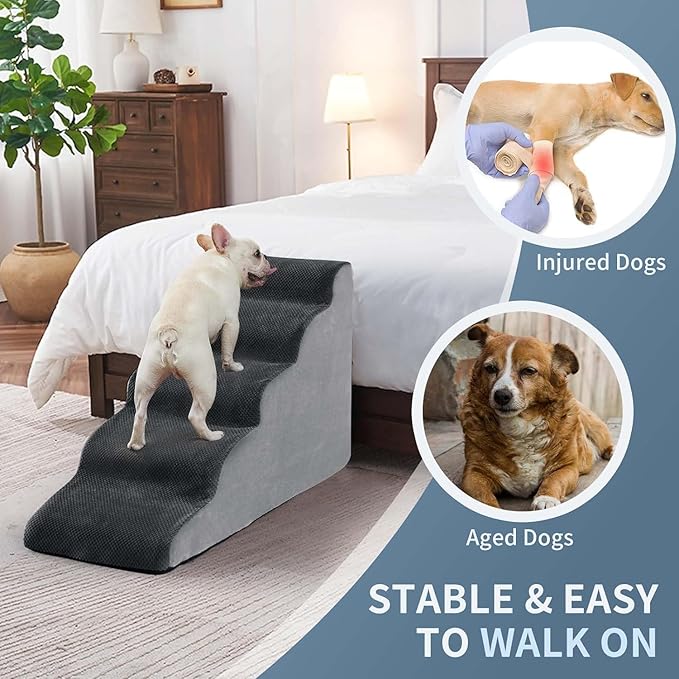 BOMOVA Dog Stairs for Small Dogs 5-Step Dog 2/3/4/5 Steps