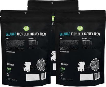 Get Joy Freeze Dried Superfood 100% Beef Kidney Dog Treats, 4 Ounce Bag (Pack of 3), Single Ingredient Organ Meat, High Protein, Immune Health, Muscle Repair, Grain Free, Gluten Free, Made in USA