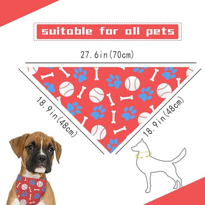 Baseball Dog Bandana Washable Pets Scarf Triangle Adjustable Handkerchief