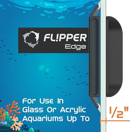 Flipper EDGE 2-in-1 Scrubber Scraper Floating Magnetic Fish Tank Aquarium Cleaner with DUAL BLADES - Efficient Glass & Acrylic Aquarium Cleaning Tools (Standard)