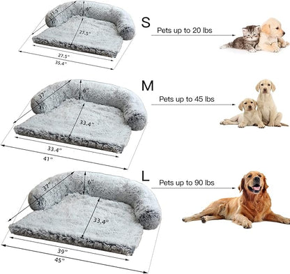 Calming Dog Bed Fluffy Plush Dog Mat for Furniture Protector with Removable Washable Cover for Large Medium Small Dogs and Cats (Medium
