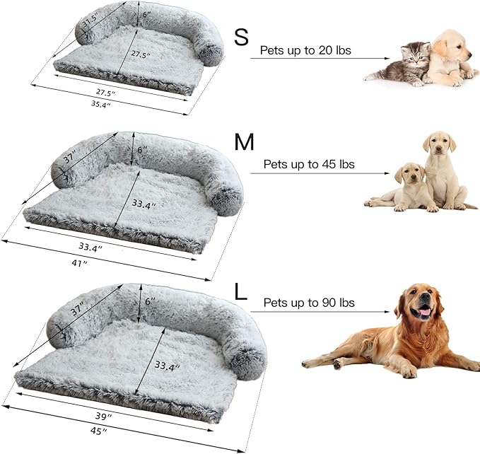 Calming Dog Bed Fluffy Plush Dog Mat for Furniture Protector with Removable Washable Cover for Large Medium Small Dogs and Cats (Small(35x31x5)