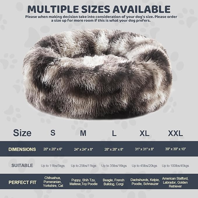 Calming Dog Bed for Small Medium Dogs 24", Ink