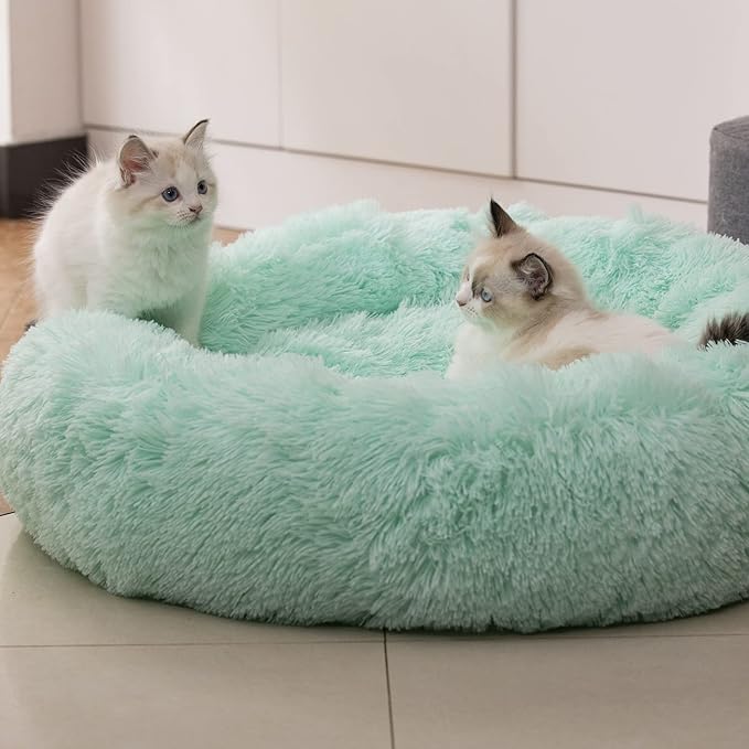 Anti Anxiety Round Fluffy Plush Faux Fur Warm Washable Dog Bed & Cat Bed Sleep（20"/24"/27''） (24",