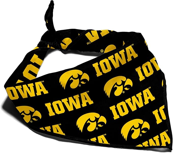 NCAA Officially Licensed Bandana for Dogs and Cats | Fits Pets Great Gift Idea | Easy-to-Tie (Small, Iowa Hawkeyes)