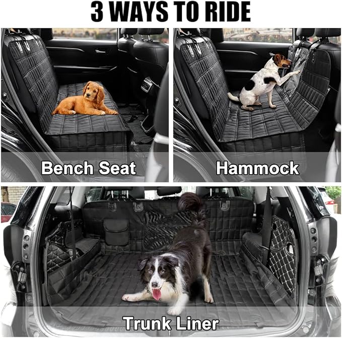 PLUTUS PET Dog Car Seat Cover for Back Seat with Side Flaps and Mesh Window