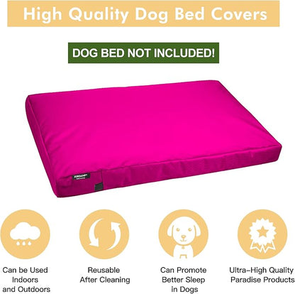 Dog Bed Cover Replacement Washable, Waterproof Large Pet Canvas Dog Crate Kennel Removable Covers with Zipper, 40x27x4 Inches(Pink)