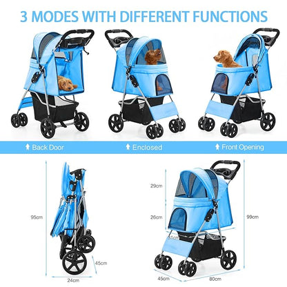 Dog Stroller for Small Dogs 4 Wheels,