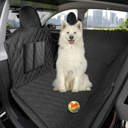 RUIANTE Compatible with Dog Car Seat Cover Protector Back Seat Pet Cover for Dogs Hammock Backseat Dog Cover with Side Flaps Storage Pocket Zip Mesh for Toyota Highlander 2021-2024 (Black)