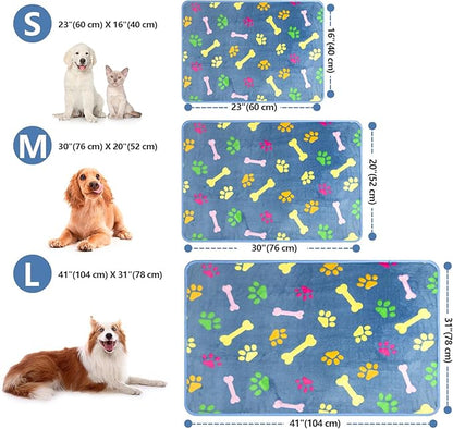 LeapSheep Pet Blankets for Dogs Cats - 3Pack Heart Pattern Super Soft Fluffy Dog Blankets for Small Medium Large Doggy Kitten (Colorful Bones, Medium)