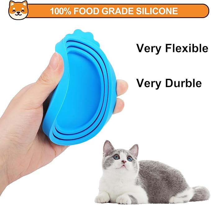 2 Pack Pet Food Cans Lids, Silicone Food Can Covers for Dog and Cat, BPA Free/Food Safe/Universal, One Fit Most Standard Size Food Can Top Teal/Red