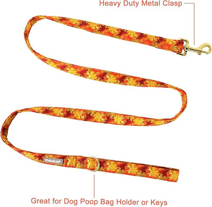 Autumn Dog Leash Durable Handmade Orange Gold Maple 120cm