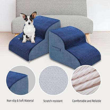 High Density Foam Dog Stairs Steps 13.7’’ Non-Slip 2-Tiers (Navy
