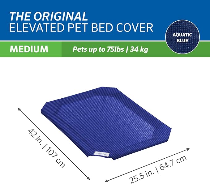 Coolaroo The Original Elevated Pet Bed Replacement Cover, Medium, Aquatic Blue