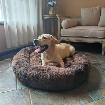 Coohom Oval Calming Donut Cuddler Dog Bed Bed(30"/36") for (XXL(43"x34"x8"), Brown2021)