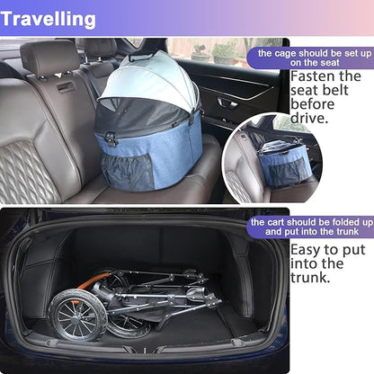 626W Upgradede Dog Stroller for Medium Dog Rope,3in1 Cat 3 Wheels