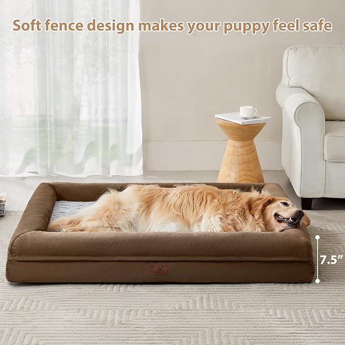 WNPETHOME Washable Dog Beds Large Sized Dog, XXXL Dog Bed, Orthopedic Dog Sofa Bed with Removable & Waterproof Cover, Extra Large Dog Bed with Bolster Sides for Sleeping, Giant Dog Bed with Sides