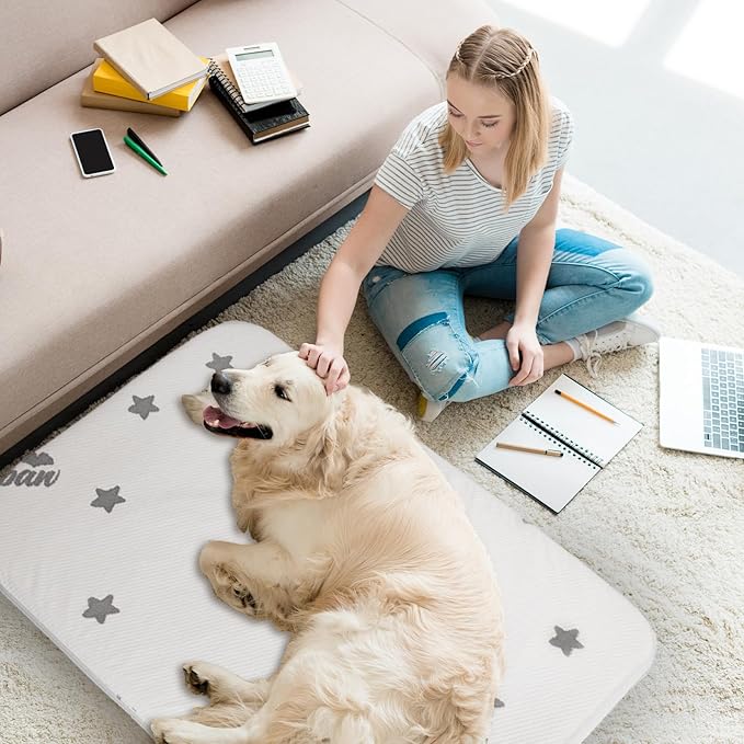 Waterproof Large Dog Bed, Washable Dog Crate Bed with Removable Cover, Chew Proof Dog Beds & Furniture for Kennel, Dog Mat for Medium or Large Dogs Cage